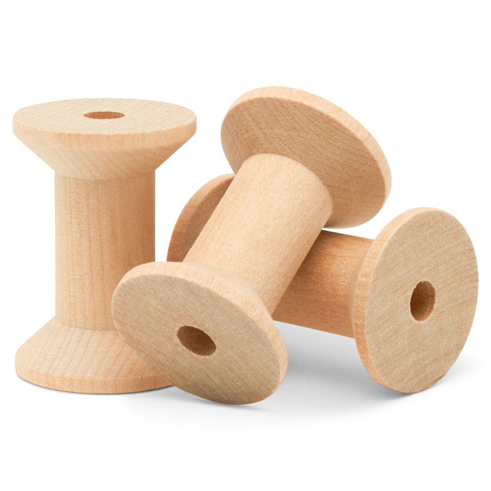 Hourglass Wooden Spools 2 x 1-3/8 inch, Pack of 12 Large Wood Spools, Unfinished Birch, Splinter-Free for Crafts by Woodpeckers
